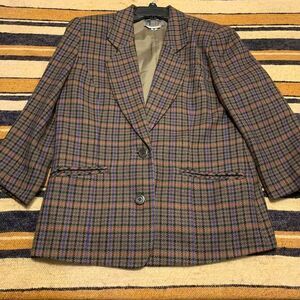 VTG Wool Blazer Plaid Jacket Academia Preppy Professor Ivy League Old Money Wool